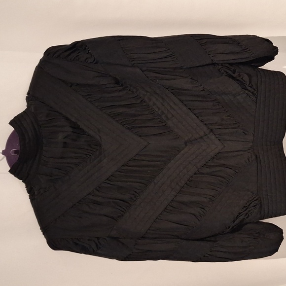 EJ Harper Black 100% Silk Patterned Patchwork Button Up Jacket Size S - Picture 5 of 9